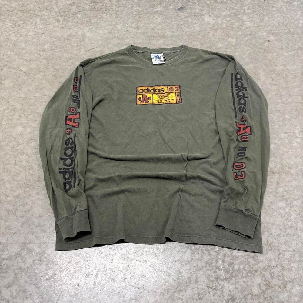 Adidas Men's Green and Khaki T-shirt